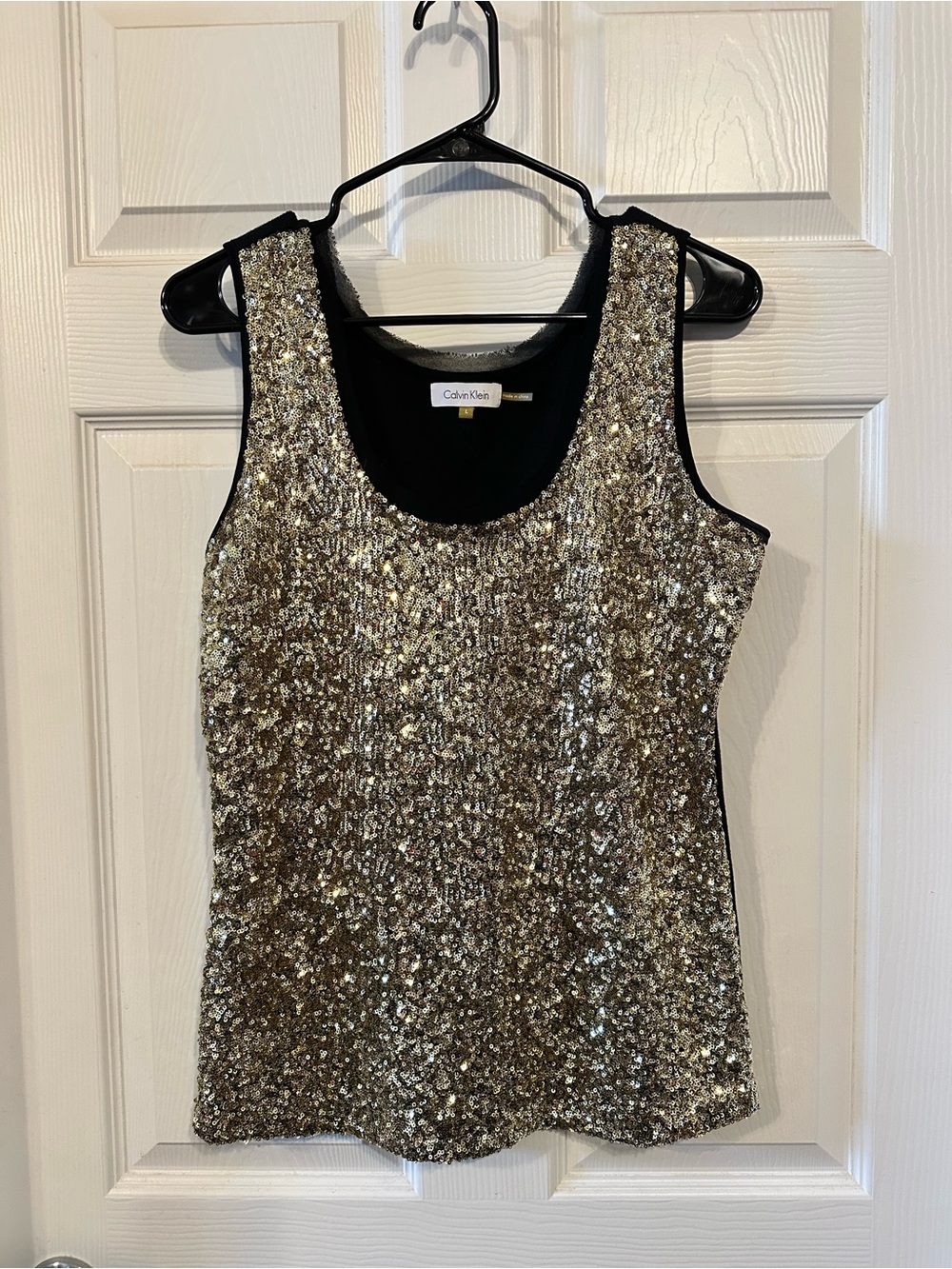 Calvin Klein Gold Sequin Sleeveless Top